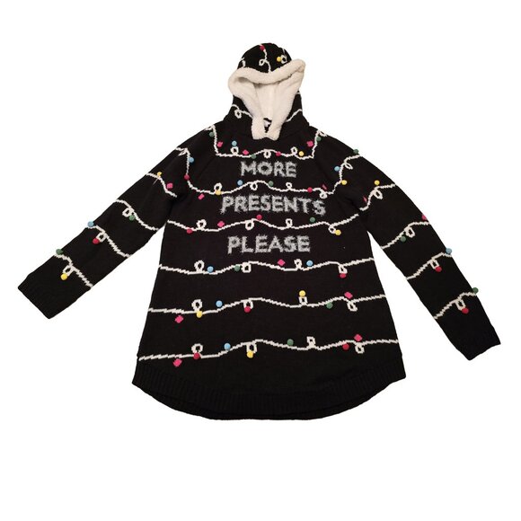 No Boundaries Tops - NWOT Women's Holiday Ugly Christmas Sweater Hoodie with Lights Star Size L 11-13